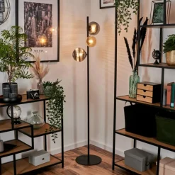 hofstein Remaisnil Lampadaire Ambre, Fumé, 3 lumières