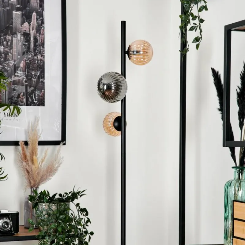 hofstein Remaisnil Lampadaire Ambre, Fumé, 3 lumières