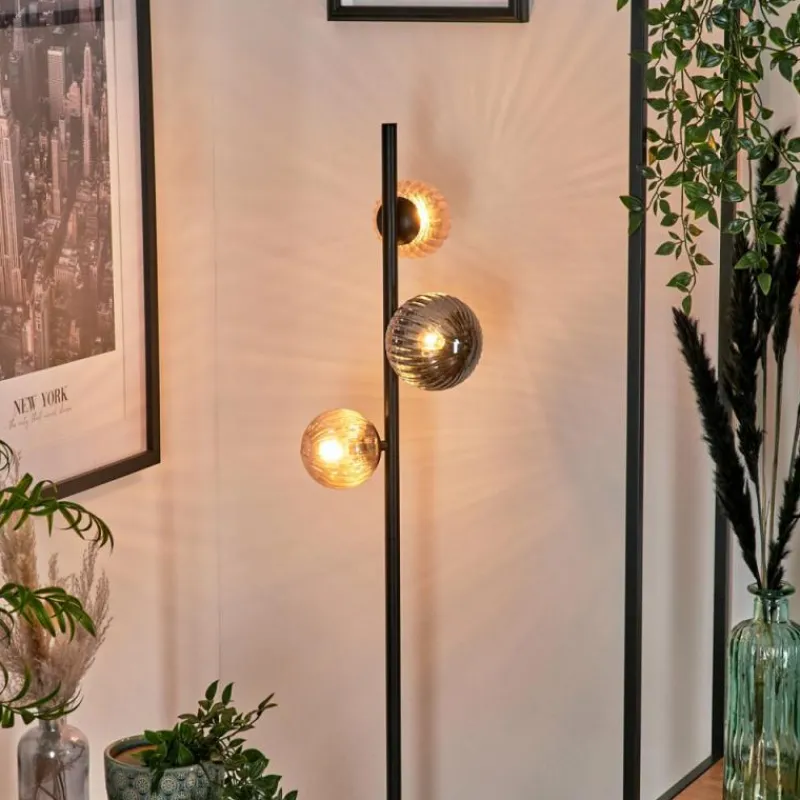 hofstein Remaisnil Lampadaire Ambre, Fumé, 3 lumières