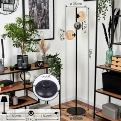 hofstein Remaisnil Lampadaire Noir, 3 lumières