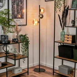 hofstein Remaisnil Lampadaire Noir, 3 lumières