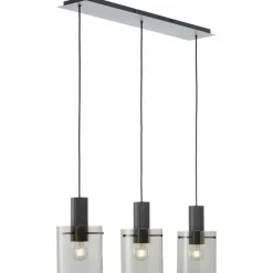 Luminaires Brilliant Riffelini Suspension Noir, 3 lumières