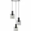Luminaires Brilliant Riffelini Suspension Noir, 3 lumières