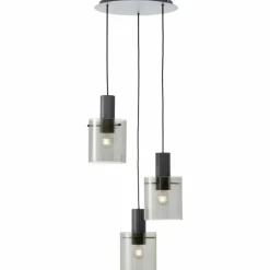 Luminaires Brilliant Riffelini Suspension Noir, 3 lumières