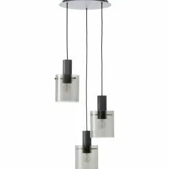 Luminaires Brilliant Riffelini Suspension Noir, 3 lumières