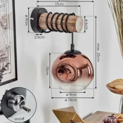 Lampes Vintages & Rétros-hofstein Ripoll Boule lumineuse, Applique murale Écru, Noir, 1 lumière