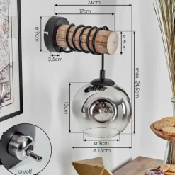 hofstein Ripoll Boule lumineuse, Applique murale Écru, Noir, 1 lumière