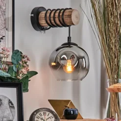 hofstein Ripoll Boule lumineuse, Applique murale Écru, Noir, 1 lumière