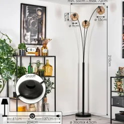 hofstein Ripoll Lampadaire Ambre, 3 lumières