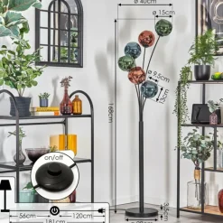 hofstein Ripoll Lampadaire Bleu, Vert, Cuivré, 6 lumières