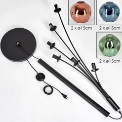 hofstein Ripoll Lampadaire Bleu, Vert, Cuivré, 6 lumières