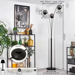 hofstein Ripoll Lampadaire Chrome, 3 lumières