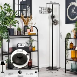 hofstein Ripoll Lampadaire Chrome, Clair, Fumé, 3 lumières