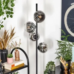 hofstein Ripoll Lampadaire Chrome, Clair, Fumé, 4 lumières