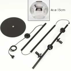 hofstein Ripoll Lampadaire Chrome, Clair, Fumé, 4 lumières