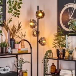 hofstein Ripoll Lampadaire Chrome, Clair, Fumé, 4 lumières