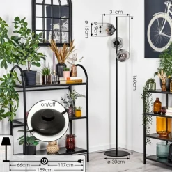 hofstein Ripoll Lampadaire Clair, Fumé, 3 lumières