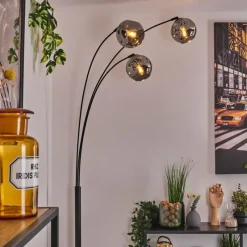 hofstein Ripoll Lampadaire Fumé, 3 lumières