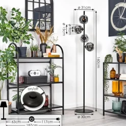 hofstein Ripoll Lampadaire Fumé, 4 lumières