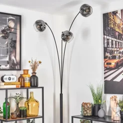 hofstein Ripoll Lampadaire Noir, 3 lumières