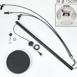 hofstein Ripoll Lampadaire Noir, 3 lumières