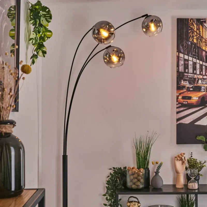 hofstein Ripoll Lampadaire Noir, 3 lumières