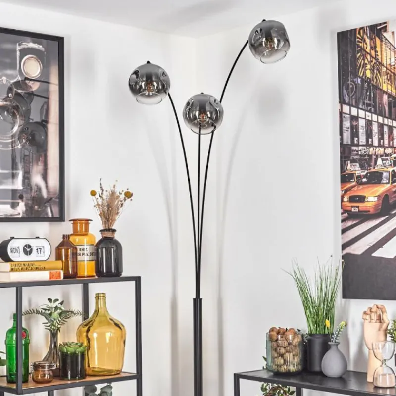 hofstein Ripoll Lampadaire Noir, 3 lumières