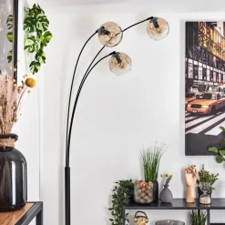 hofstein Ripoll Lampadaire Noir, 3 lumières