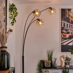 hofstein Ripoll Lampadaire Noir, 3 lumières