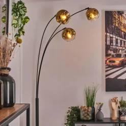 hofstein Ripoll Lampadaire Noir, 3 lumières