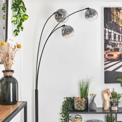 hofstein Ripoll Lampadaire Noir, 3 lumières