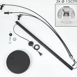 hofstein Ripoll Lampadaire Noir, 3 lumières