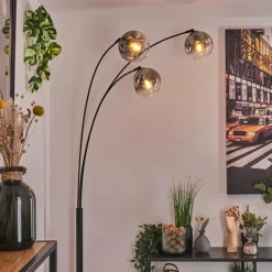 hofstein Ripoll Lampadaire Noir, 3 lumières