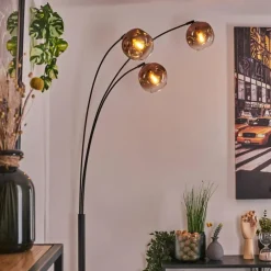 hofstein Ripoll Lampadaire Noir, 3 lumières