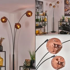 hofstein Ripoll Lampadaire Noir, 3 lumières