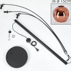 hofstein Ripoll Lampadaire Noir, 3 lumières