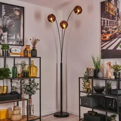 hofstein Ripoll Lampadaire Noir, 3 lumières