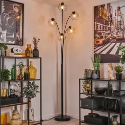 hofstein Ripoll Lampadaire Noir, 5 lumières