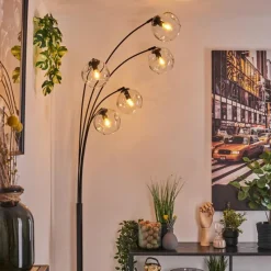 hofstein Ripoll Lampadaire Noir, 5 lumières