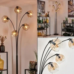 hofstein Ripoll Lampadaire Noir, 5 lumières