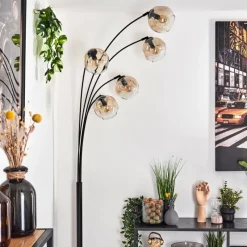 hofstein Ripoll Lampadaire Noir, 5 lumières