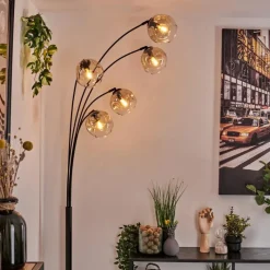 hofstein Ripoll Lampadaire Noir, 5 lumières