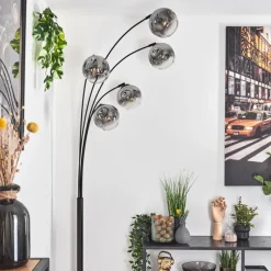 hofstein Ripoll Lampadaire Noir, 5 lumières