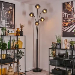 hofstein Ripoll Lampadaire Noir, 5 lumières