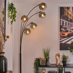 hofstein Ripoll Lampadaire Noir, 5 lumières