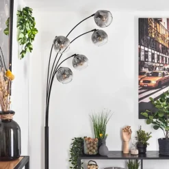 hofstein Ripoll Lampadaire Noir, 5 lumières