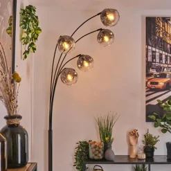 hofstein Ripoll Lampadaire Noir, 5 lumières