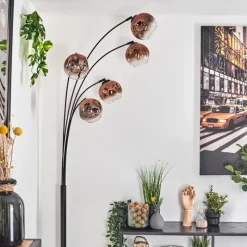 hofstein Ripoll Lampadaire Noir, 5 lumières