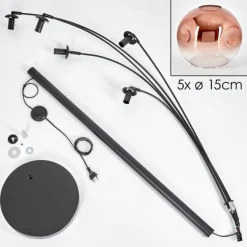 hofstein Ripoll Lampadaire Noir, 5 lumières