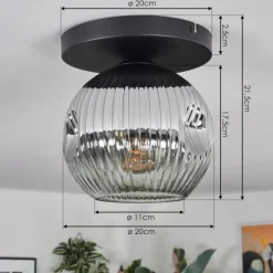 hofstein Ripoll Plafonnier, Boule lumineuse Chrome, Clair, Fumé, 1 lumière